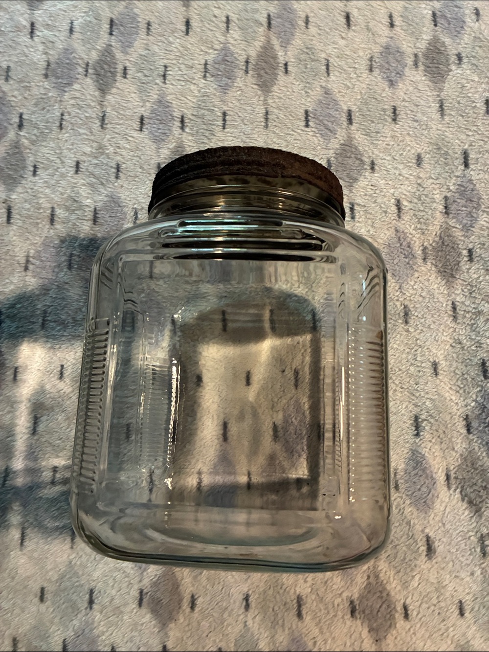 Clear Glass Vintage Storage Jar with Rustic Brown Lid - Home Kitchen - Picture 1 of 10